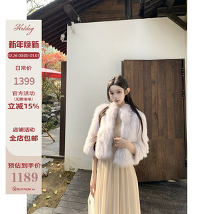 狐狸皮草 Hotdog 甜甜奶芋紫 雪芙童话 毛毛外套女冬 热狗很辣
