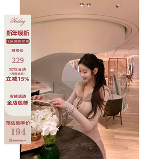 针织毛领打底纱裙女套装 Hotdog 仿真狐狸毛 京都松子 热狗很辣