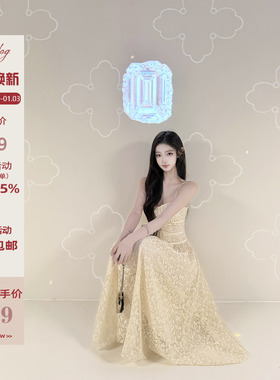 Hotdog 热狗很辣 【落羽月光 】外穿露背吊带连衣裙女蕾丝长裙子