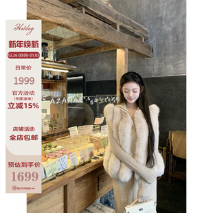 保暖加厚无袖 Hotdog 狐狸毛皮草 奶酪灰狐 皮草马甲女 热狗很辣