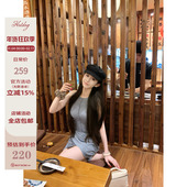 Hotdog 背心抽绳包臀连衣裙 设计感小众无袖 热狗很辣 雾霾蓝调