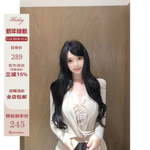 纯欲大V领针织连衣裙 南法枯玫 两色蕾丝吊带 热狗很辣 Hotdog