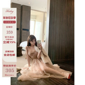 雪绘纱子 Hotdog 热狗很辣 裸粉色连衣裙子女内搭高级感吊带裙