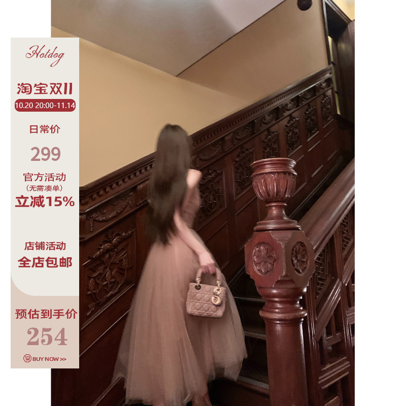 高级优雅抹胸连衣裙女长裙