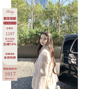 奶白色皮草外套女冬季 Hotdog 100%兔毛皮草 娇娇兔 热狗很辣
