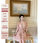 热狗很辣 油画少女 送吊带 Hotdog 气质蕾丝拼接连衣裙 吊带裙