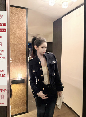 Hotdog 热狗很辣【古早财阀 90白鸭绒羽绒】藏蓝色多口袋短款外套