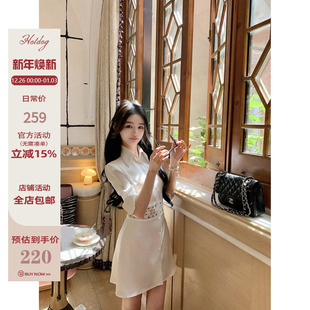 腰部镂空设计小性感显瘦衬衫 花蕾月光 连衣裙 热狗很辣 Hotdog