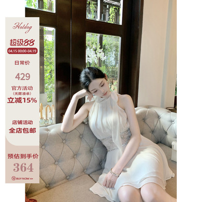 Hotdog热狗很辣奶杏色连衣裙