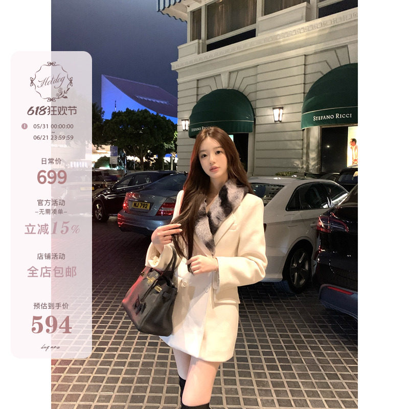 Hotdog 热狗很辣【 富贵迷人 羽绒】条纹毛领外套女