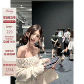 鎏星碎片 Hotdog 热狗很辣 精致高级感气质一字肩带钻中领毛衣