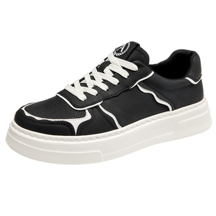 奥康男鞋秋季新款潮流休闲皮鞋男系带拼色厚底舒适青年板鞋