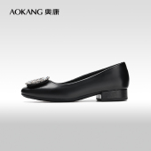 奥康女鞋 豆豆鞋 春秋季 气质水钻方扣显瘦单鞋