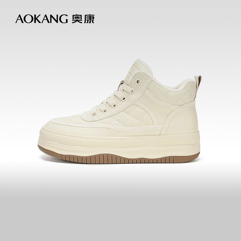 奥康复古圆头面包鞋户外工装靴