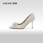 爱与面包 法式 奥康女鞋 春秋季 新款 水晶钻婚鞋 宴会高跟鞋
