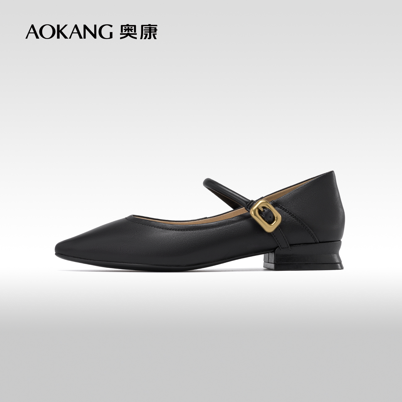 奥康尖头气质简约单鞋百搭潮