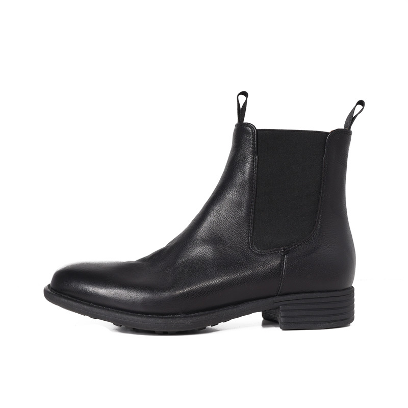 WASHED TIRE COWHIDE CHELSEA BOOTS BRITISH STYLE RETRO AUTUMN AND WINTER BROWN LEATHER RETRO SMALL SQUARE TOE HANDMADE BOOTIES WOMEN