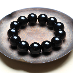 天然乌金黑曜石单圈手串男女款 本命年素串五行属水黑曜岩水晶手链
