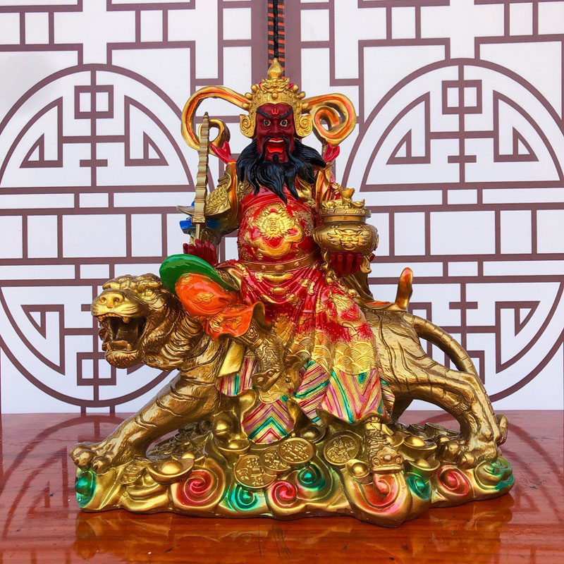 武财神赵公明神像供奉招财家用摆件骑虎黑脸赵元帅赵玄朗新款红脸