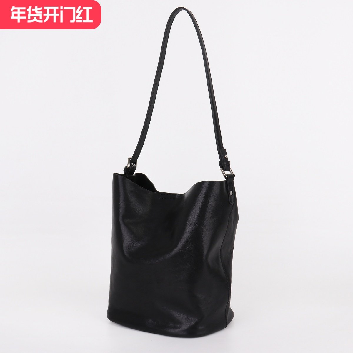 Din 植鞣头层牛皮单肩斜挎大容量托特包高级感复古气质百搭水桶包,箱包皮具/热销女包/男包,水桶包,淘宝优惠券,粉丝福利购,淘宝优惠卷