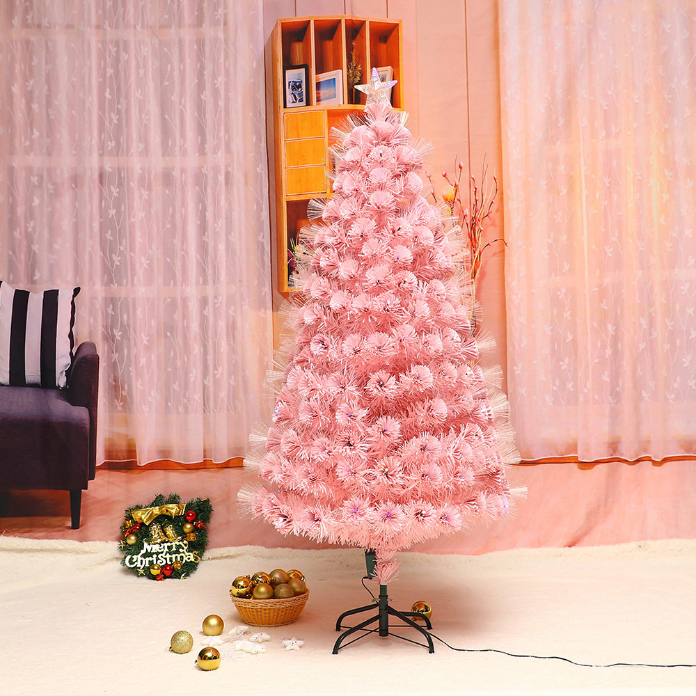 LED圣诞光纤树粉色灯光纤树发光道具圣诞节商城店铺装饰