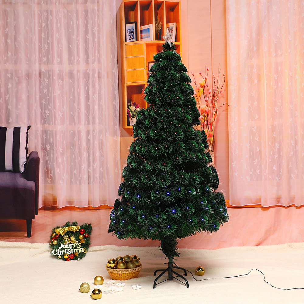 圣诞节商场店铺装饰用品绿色红蓝无极灯LED光纤圣诞树