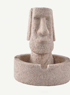 家居装饰摆件 石人像工艺品礼品复活节摩艾石像砂岩烟灰缸