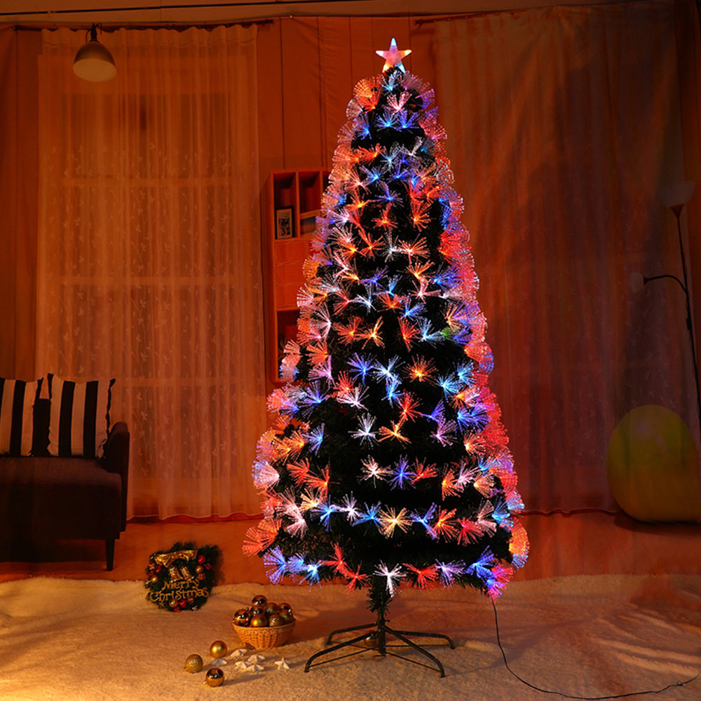 发光七彩圣诞树 闪光纤圣诞树 圣诞节装饰仿真圣诞树LED
