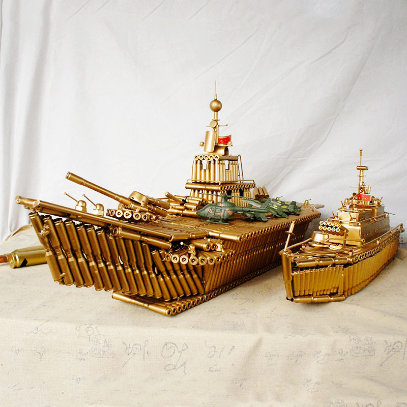 特大号金属家居装饰办公室铁甲船摆件壳军舰模型弹壳工艺航空母舰