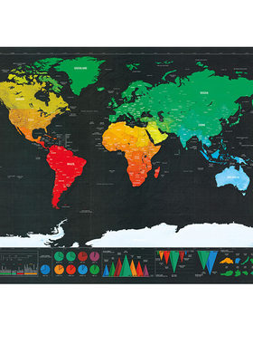 大号Scratch Map黑金刮刮图世界旅游可刮画刮刮金美国欧洲版