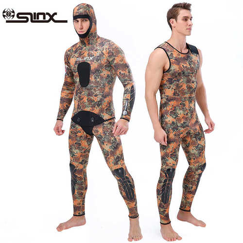 slinx专业猎鱼服3mm伪装潜水服分体套装连帽保暖潜水衣浮潜服