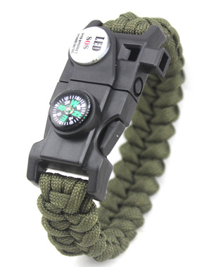 现货产品 户外野营LED信号灯SOS打火石手链可激光