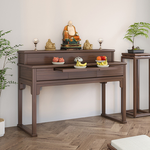 北美黑胡桃木供桌香案家用现代简约神台仙家财神爷香案台佛堂实木