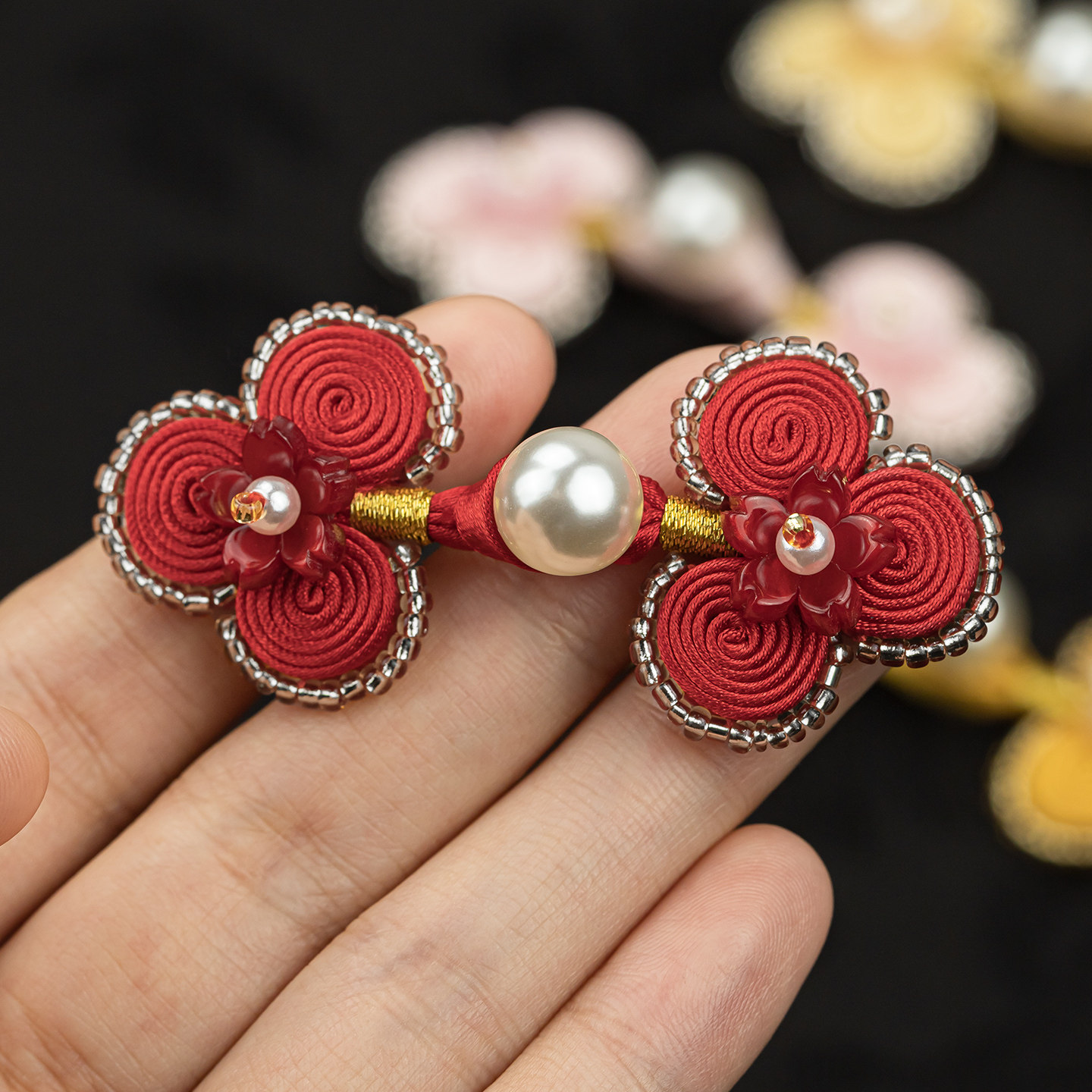 国风旗袍盘扣纽扣新中式珍珠樱花三轮盘扣汉服唐装手工编织配件扣,居家布艺,纽扣,淘宝优惠券,粉丝福利购,淘宝优惠卷