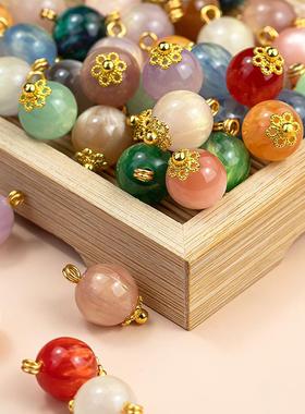 旗袍盘扣扣子仿玉石圆形流光扣复古唐装汉服树脂装饰手工纽扣配饰