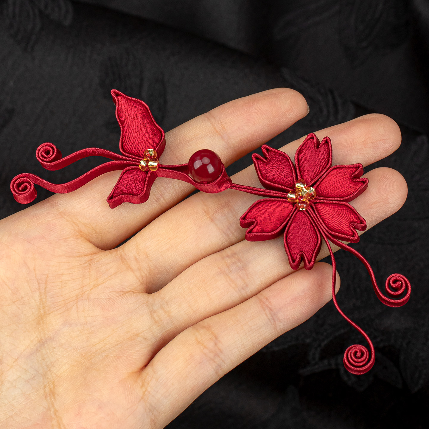 原创手工旗袍盘扣扣子古风玉石梅花硬扣中式汉服纽扣装饰扣辅料女