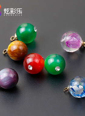 仿玉石复古旗袍扣子镶钻圆形纽扣琉璃汉服中式衣服绿色装饰钮扣