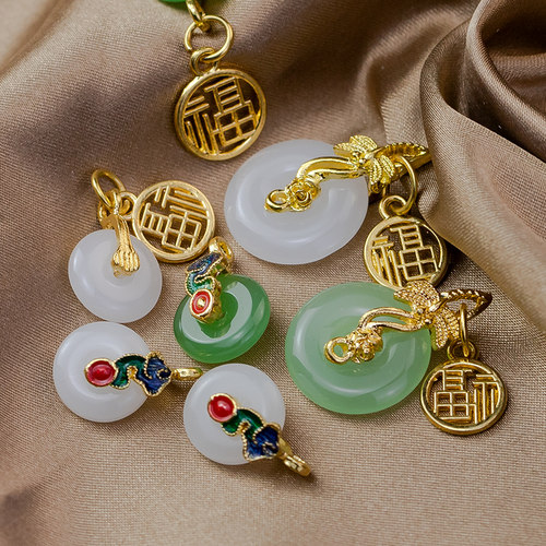 旗袍盘扣扣子中国风福字挂坠金属