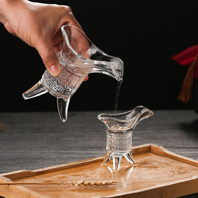 仿古帝王杯中式酒樽白酒杯分酒器奶茶杯创意玻璃咖啡杯烈酒爵杯