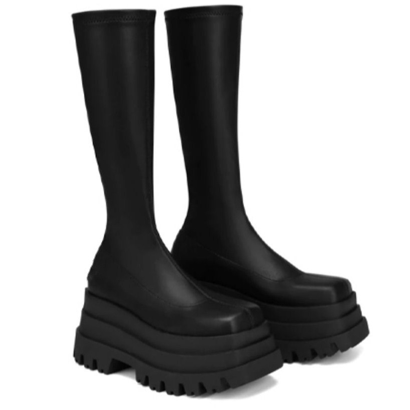 women long boots high heel boots 弹力大码43一脚蹬时装长靴女