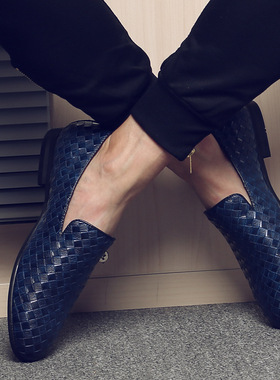 men single shoe block shoes men's Casual shoes休闲鞋编织皮鞋