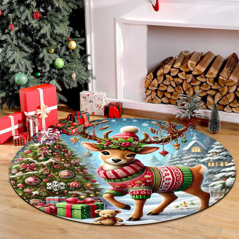 Christmas circular carpet, living room sofa coffee table mat