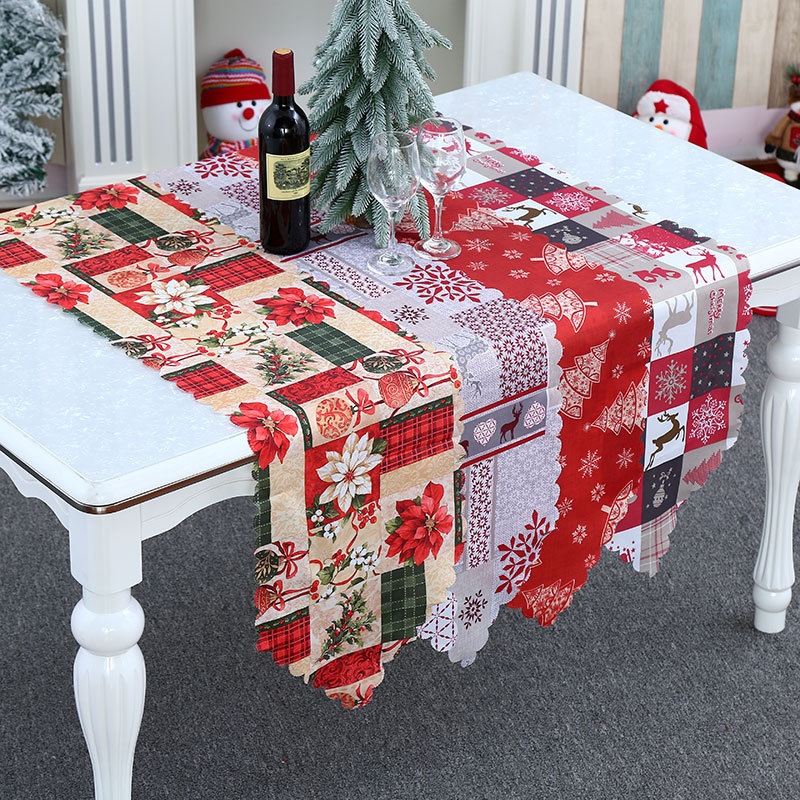 Christmas printed tablecloth, table flag, restaurant, family