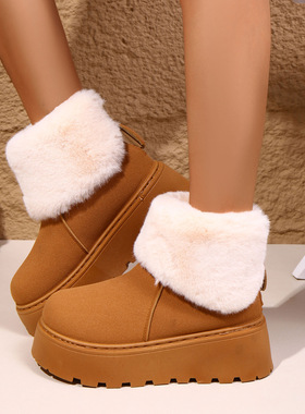 Autumn velvet mouth thick soled snow boots for women, warm