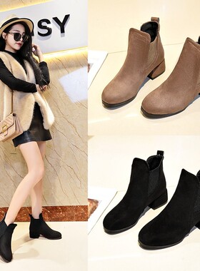 Short boots for women in autumn winter, thick heels, shoes