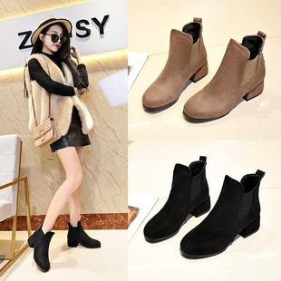 Short boots for women in autumn winter, thick heels, shoes