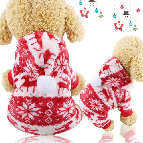 Four legged clothes with flannel for dogs, Christmas dog