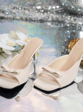 Summer Fairy Knot High Heels Slippers Cool Dragging women's