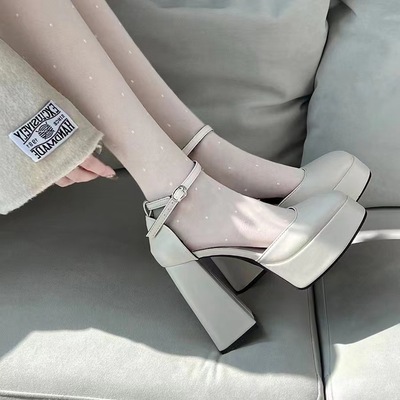 Thick heeled high heels, female fairy waterproof platform