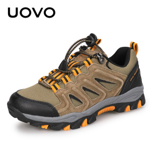 UOVO儿童登山鞋翻毛皮户外徒步运动鞋减震防水防滑耐磨男女童鞋